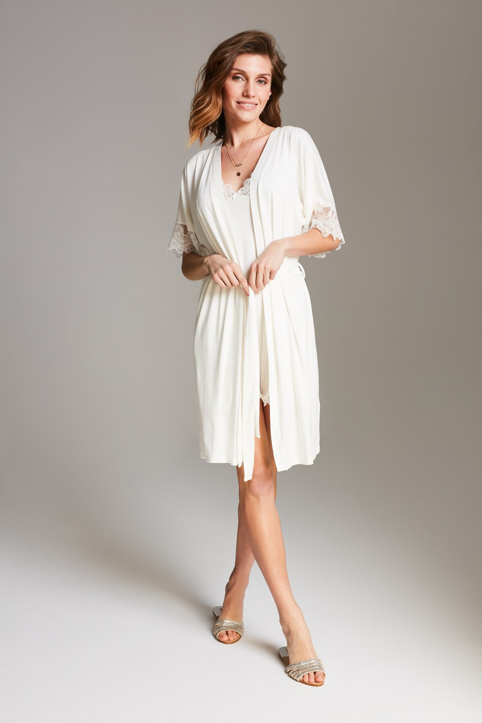 Peignoir van Vanilla in wit