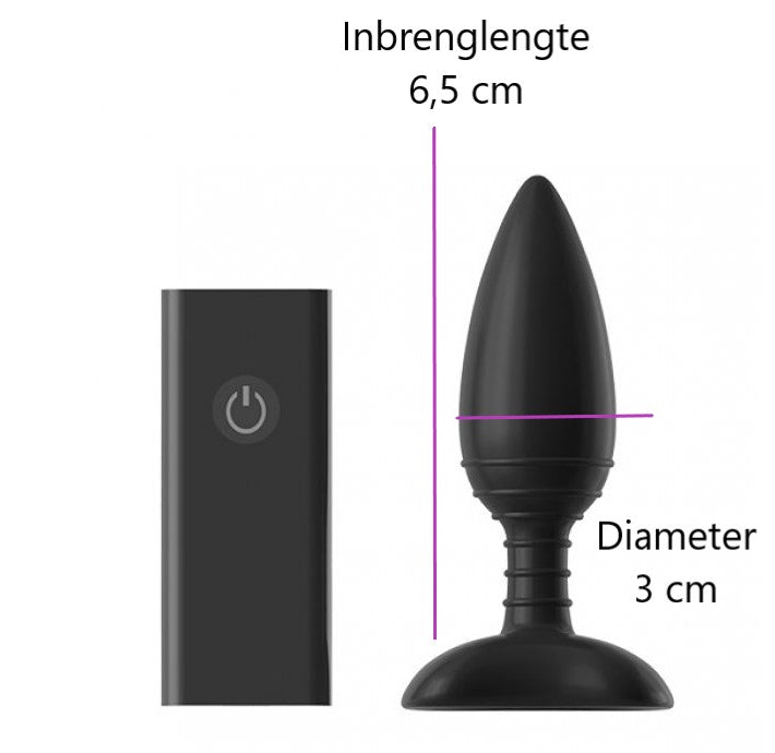 Close-up van de bedieningsknoppen en textuur van de Nexus vibrerende buttplug small