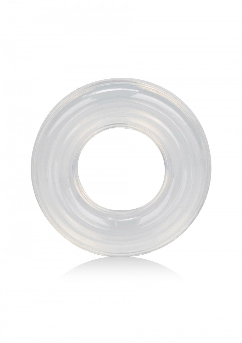 Close-up van het flexibele materiaal van de Basic cockring in paarse kleur