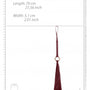 Zijaanzicht burgundy flogger met handvat, toont lengte en vorm van de leren strengen