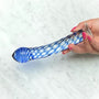 Dildo van speciaal glas met blauw