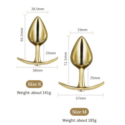 Detail van de ergonomische basis en afgeronde punt van de paarse anaal plug maat S