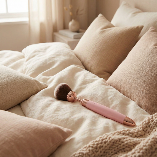 Zijaanzicht van de Softy vibrerende brush, ergonomisch ontwerp voor comfortabel gebruik tijdens intieme momenten