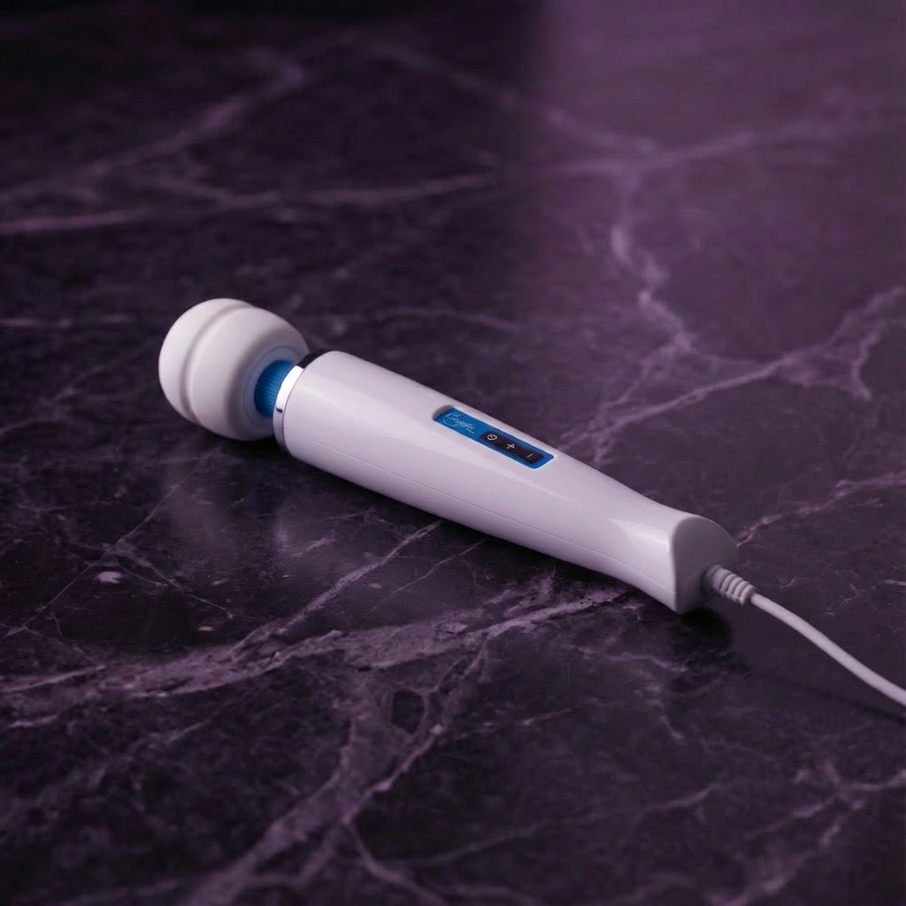 Zijaanzicht Europe Magic Wand met duidelijk zicht op gebogen vorm en handvat