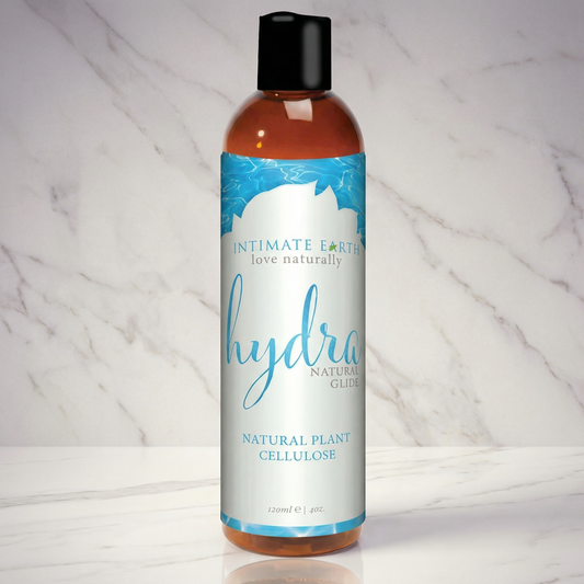 Intimate Earth Hydra Glide glijmiddel fles 240ml op witte achtergrond, natuurlijke formule