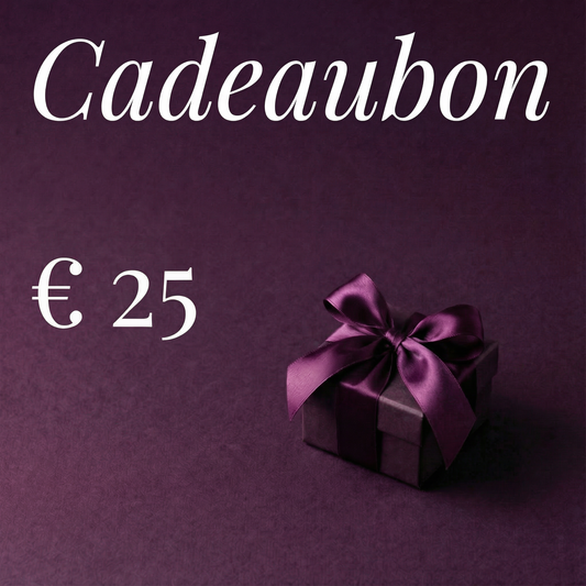 Elegante giftcard van De Paarse Keizerin met paarse accenten en €10 waarde