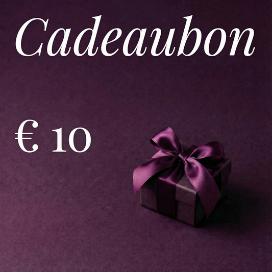 Cadeaubon van De Paarse Keizerin ter waarde van €10 op witte achtergrond