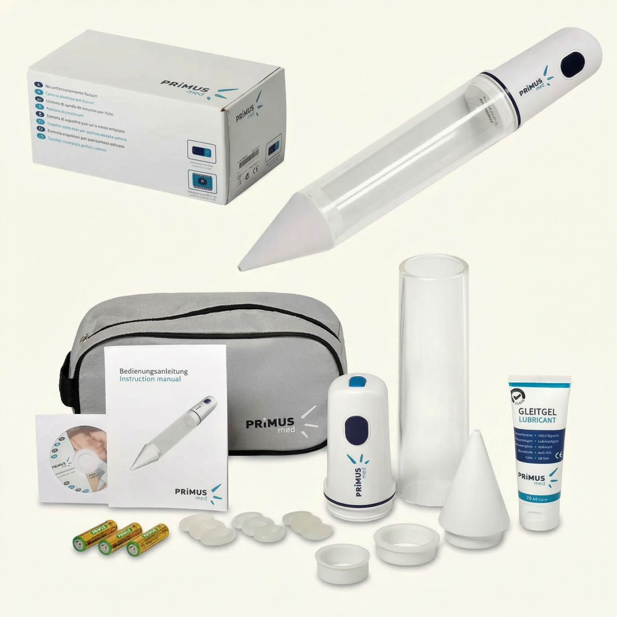 Primus medische elektrische erectiepomp van Vacurex op witte achtergrond