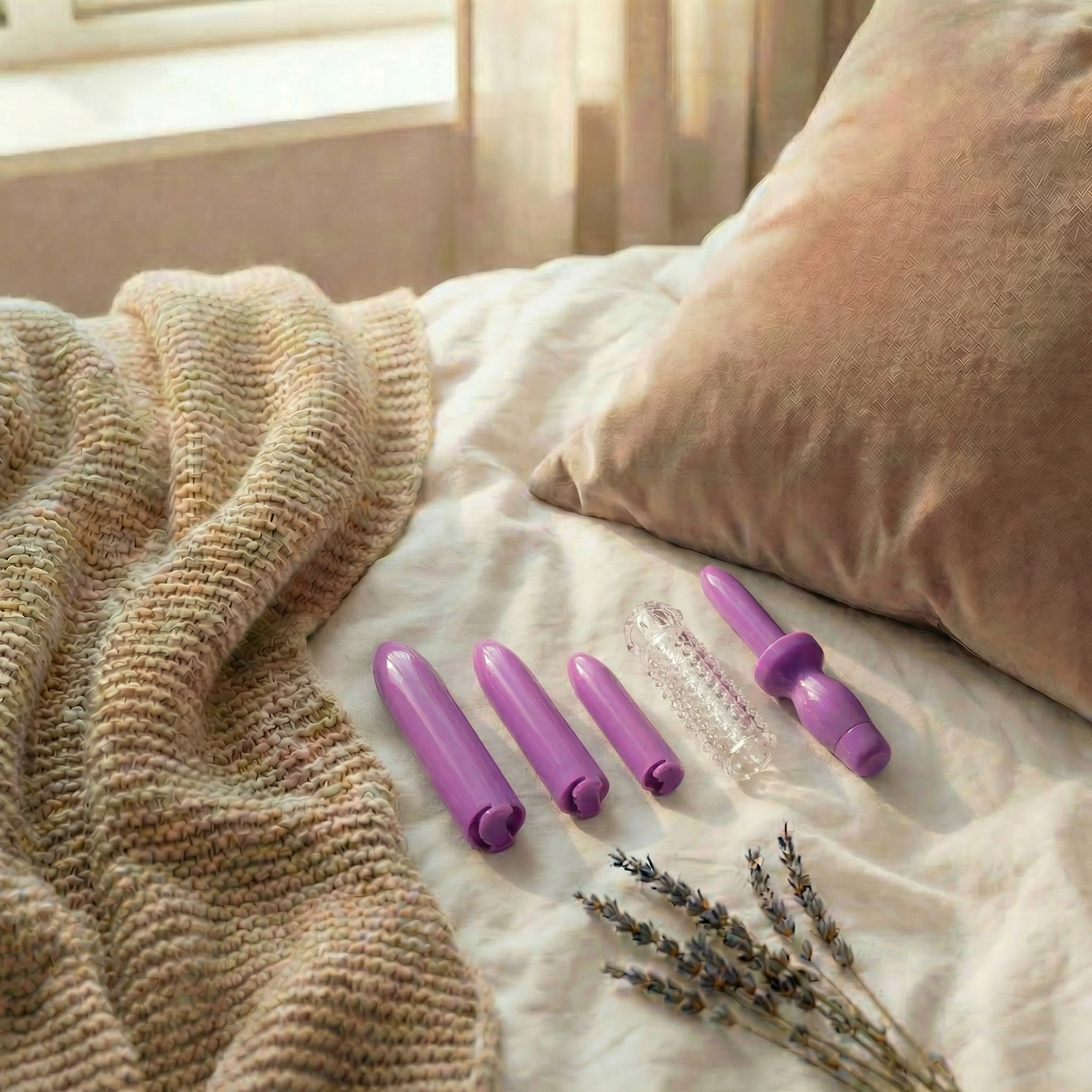 Zijaanzicht dilatorset Dr. Berman met graduele maten voor intieme wellness