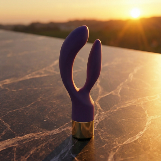 Zijaanzicht van de Orion Elegant rabbit vibrator met zichtbare ergonomische vorm