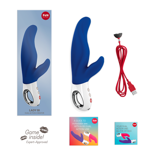 Fun Factory Lady Bi rabbit vibrator blauw compleet met verpakking en USB-oplaadkabel