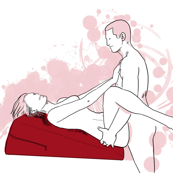 Detail van stevige basis en zachte bovenkant van paarse Flip Ramp intimiteitssteun