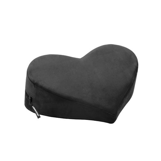 Zijaanzicht zwarte Heart Wedge kussen toont ergonomische hartvorm en stevige constructie
