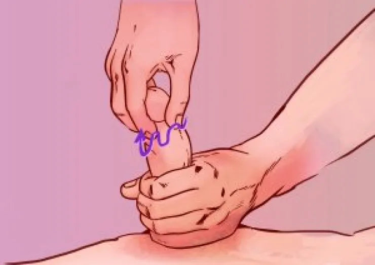 Illustratie bij artikel over lingam massage geven bij De Paarse Keizerin met tips en inspiratie