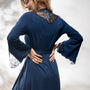 Dressing gown in blauw van Vanilla