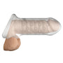Zijaanzicht transparante penis sleeve met verdikkende textuur voor extra stimulatie en verlengend effect