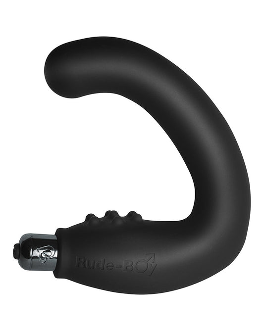 Zwarte Rocks-Off Rude-Boy prostaatmassager met gebogen vorm en vibratiemotor