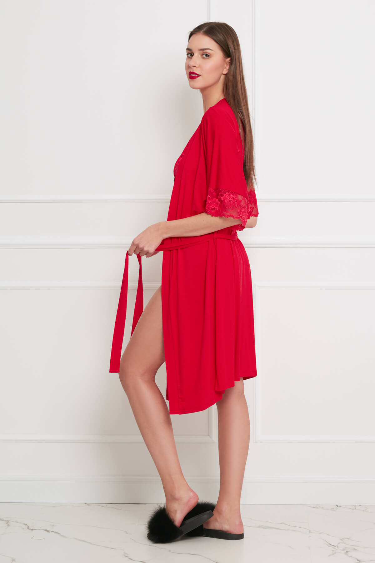 Elegante robe in passie rood