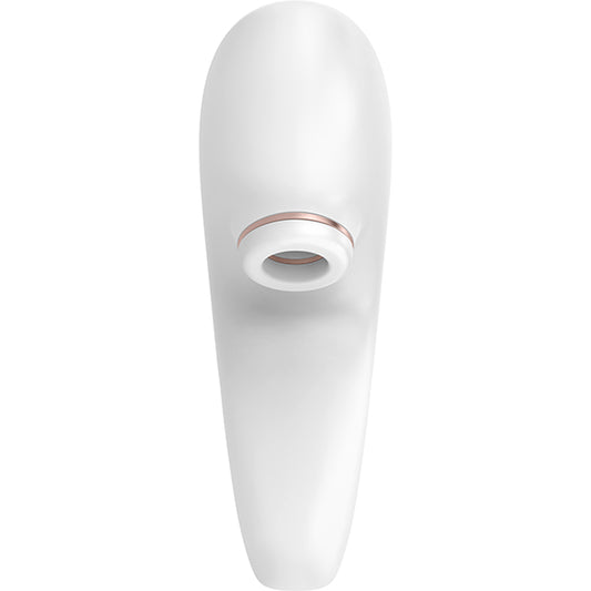 Satisfyer Pro 4 Couples in wit, vooraanzicht met ovaal stimulatie-mondstuk en roségouden rand