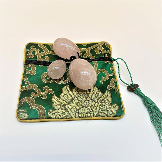 Luxe verpakking van De Paarse Keizerin yoni eitjes set met instructies en fluwelen opbergzakje