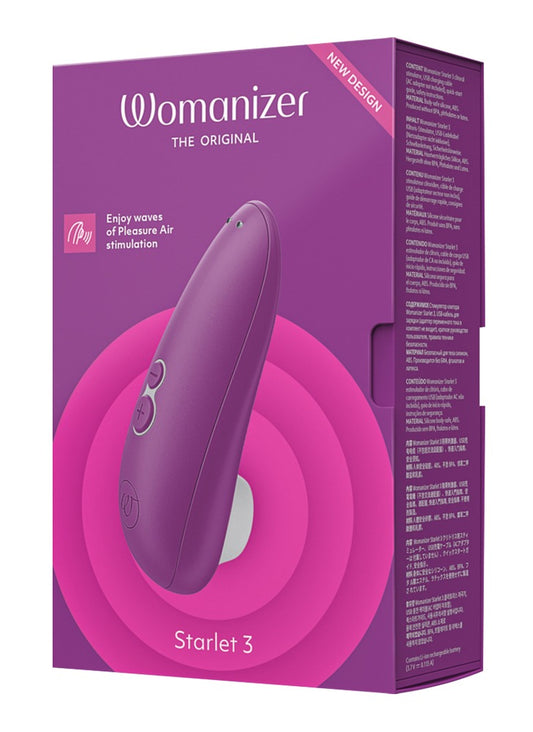 Zijaanzicht van de paarse Womanizer Starlet 3 wellness stimulator