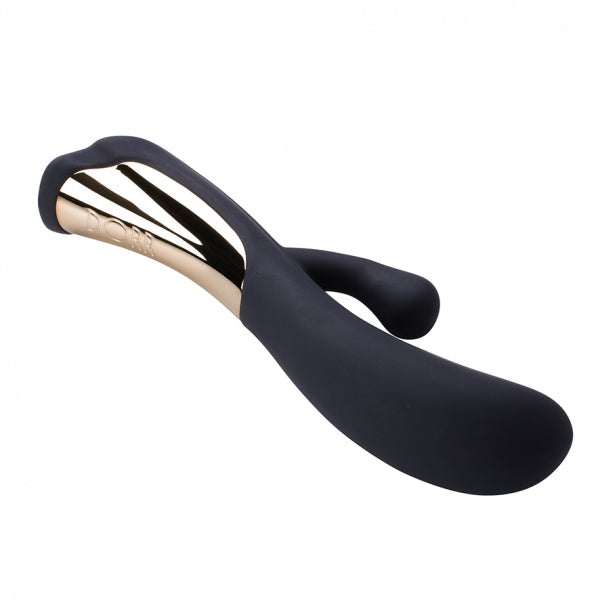 Dorr Iora rabbit vibrator in zwart met goudkleurig accent, luxe uitvoering