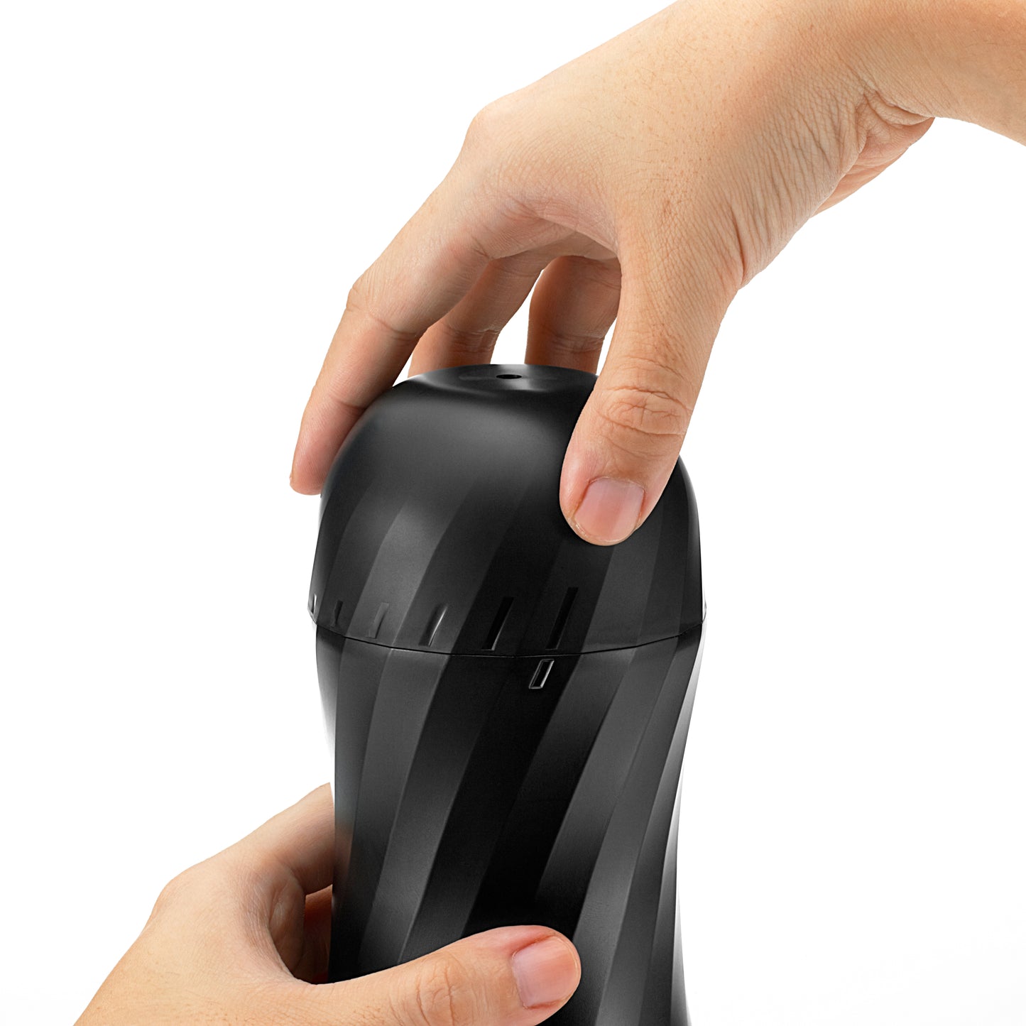 Tenga Air Tech Twist zijaanzicht toont instelbare ventilatie-opening en ergonomisch design