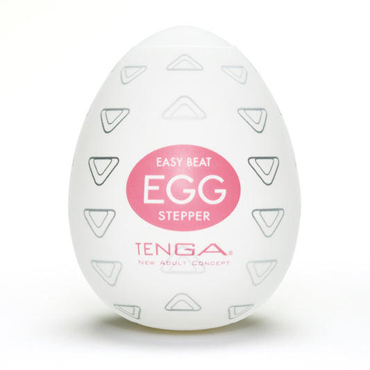 Tenga Easy Beat Egg Stepper wit met roze label en driehoekjespatroon