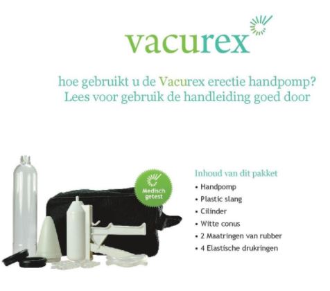 Vacurex erectie handpomp met bijgeleverde accessoires en discrete verpakking
