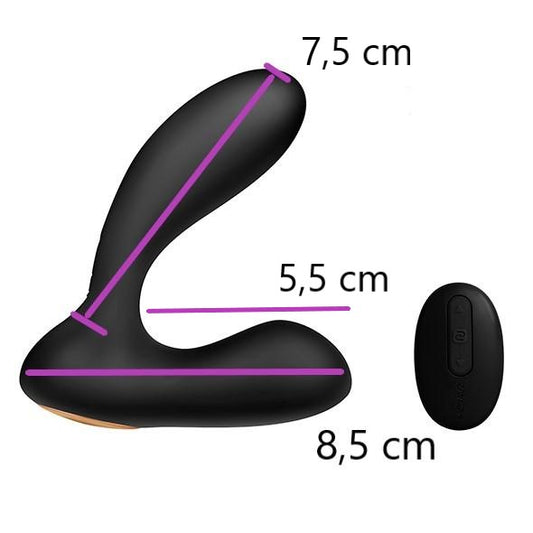 Zijaanzicht van de Vick prostaatmassager toont ergonomische curve en handige grip