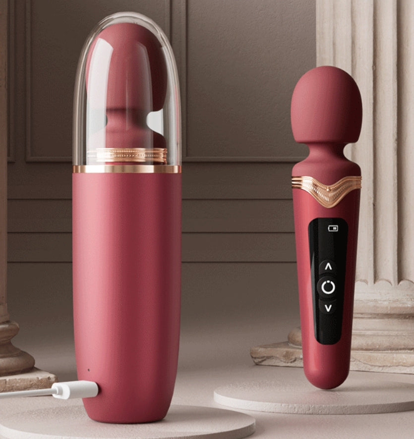 Detail van hoogwaardig materiaal bordeauxrode wandmassager