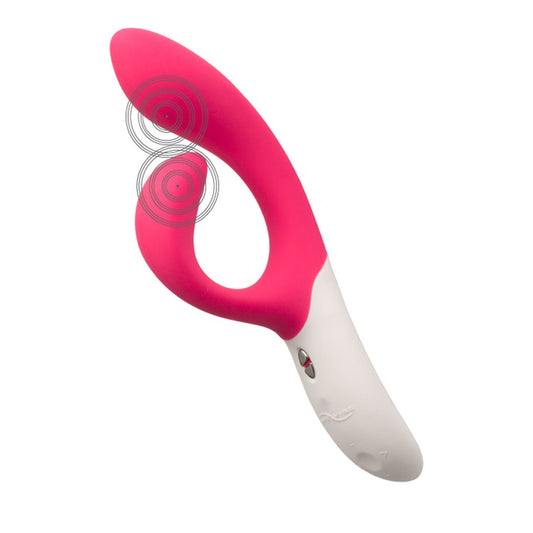 We-Vibe Nova roze rabbit vibrator met vibratiepunten aangeduid op beide armen