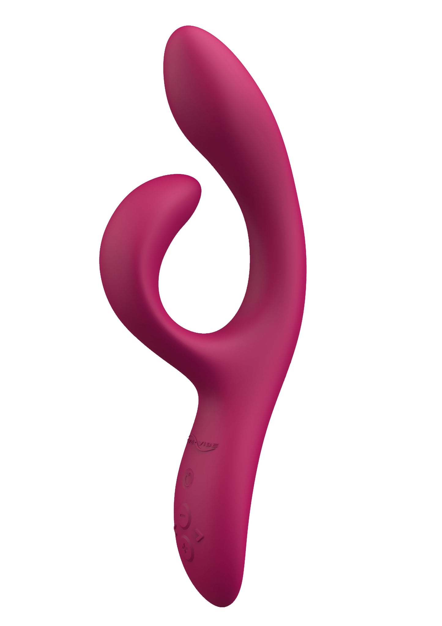 We-Vibe Nova 2 van De Paarse Keizerin in roze-rood, bovenaanzicht met ergonomische vorm